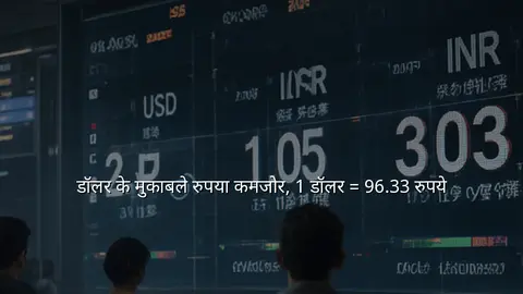 डॉलर के मुकाबले रुपया कमजोर, 1 डॉलर = 96.33 रुपये