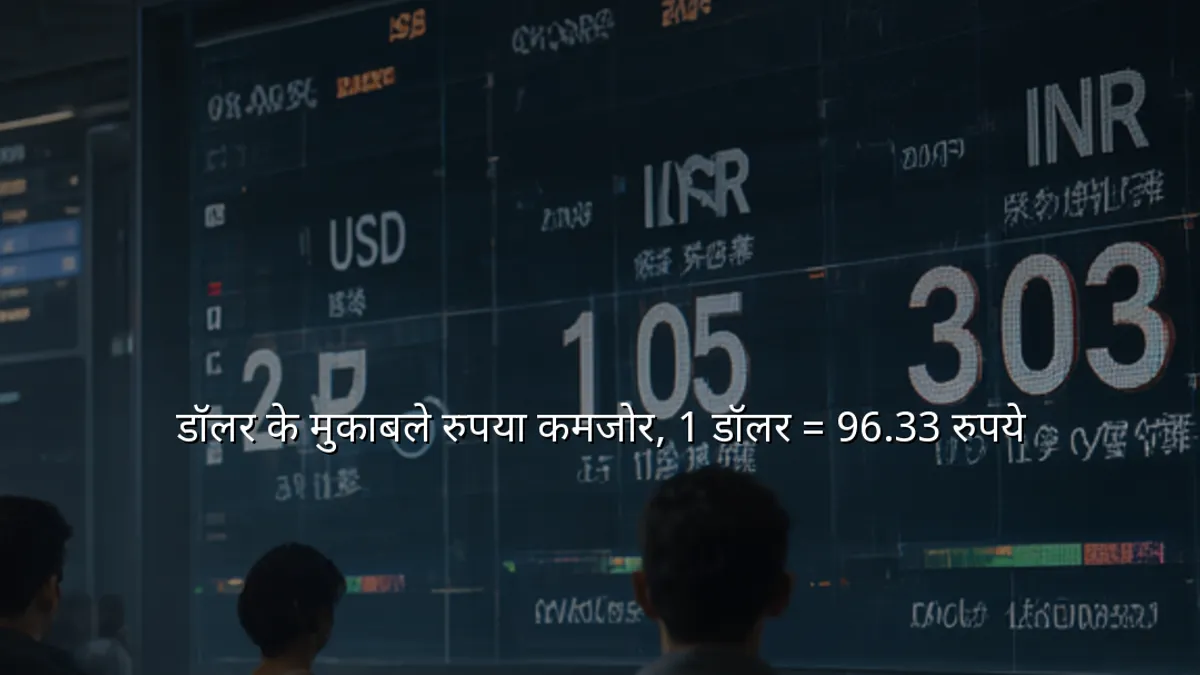 डॉलर के मुकाबले रुपया कमजोर, 1 डॉलर = 96.33 रुपये